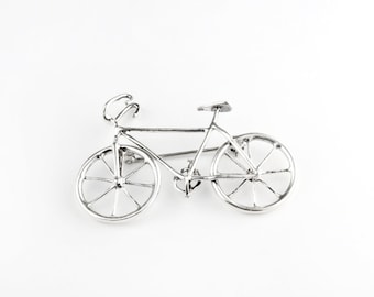 Bike Pin in Sterling Silver, Bicycle Sterling Silver Brooch, Fixie Bike Pin in Sterling Silver, Race Bike Pin in Sterling Silver,m