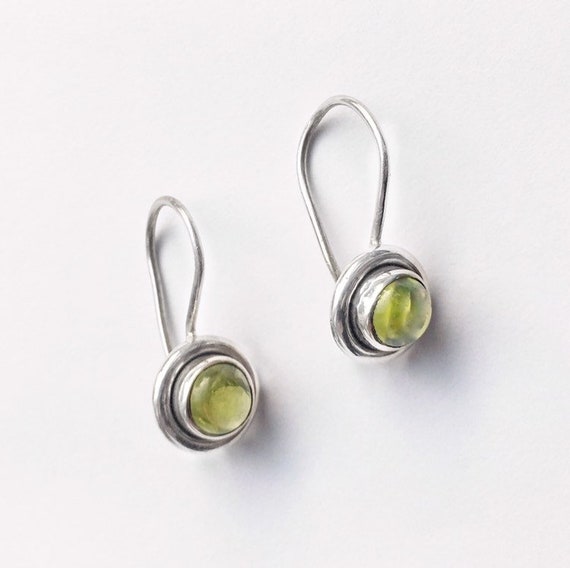 Peridot Dot Sterling Silver Earrings, Simple Peri… - image 4