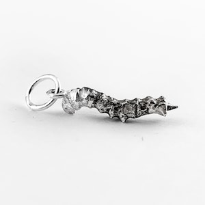 Inch Worm Charm in Sterling Silver, Book Worm Charm in Sterling Silver, Sterling Silver Caterpillar Charm Pendant, Little Caterpillar Charm