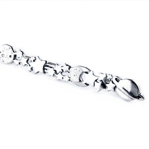Broche céleste en argent sterling : galaxie, lune, étoiles broche (2 3/8 po. de long)