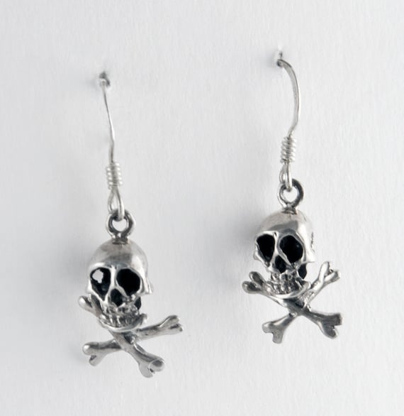 Punk Skull Sterling Silver Earrings - image 2
