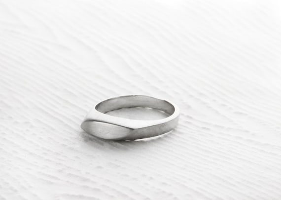 Minimalist Sterling Silver Wave Ring: Matte Satin… - image 1
