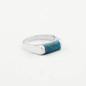 Large Minimalist Sterling Silver Ring in Choice of Onyx, Turquoise or Lapis, Chunky Stone Ring in Sterling Silver, Large Simple Stone Ring