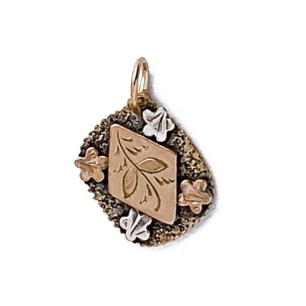Victorian Gold Front Flower Pendant: Antique Watch Fob Conversion Charm