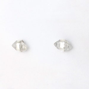 Herkimer Diamond Timy Stud Earrings in Sterling Silver, Raw Herkimer Quartz Earrings image 4