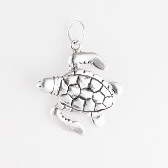 Sea Turtle Sterling Silver Pendant, Loggerhead Sea
