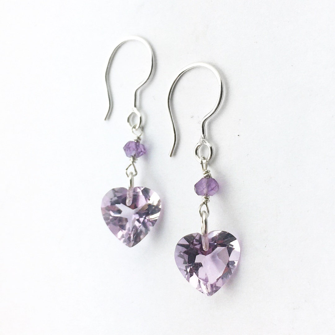 [COLD FRAME] ☆ / VERY VINTAGE LILAC QUARTZ HEART EARRINGS VERY VINTAGE LILAC QUARTZ HEART EARRINGS