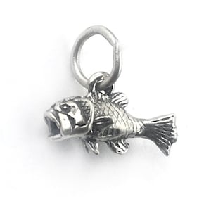 Little Largemouth Bass Fish Sterling Silver Charm, Bass Pendant, Fish Charm