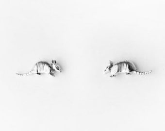 Tiny Armadillos Sterling Silver Stud Earrings