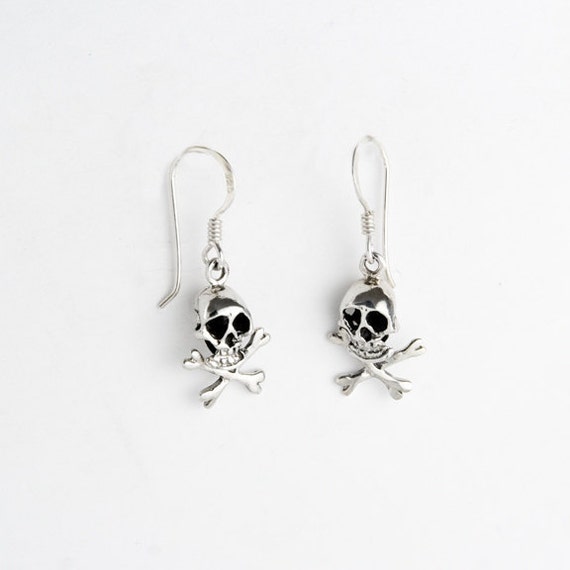 Punk Skull Sterling Silver Earrings - image 3