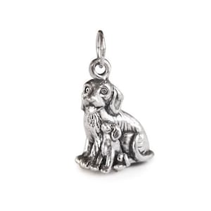 Dog and Puppy Sterling Silver Charm