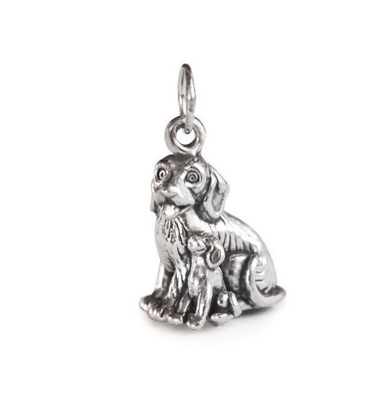 Dog and Puppy Sterling Silver Charm