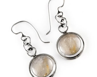 Golden Rutilated Quartz Sterling Silver Earrings