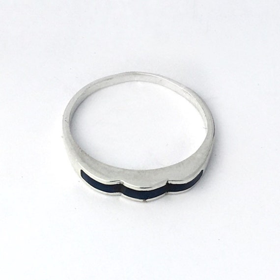 Simplistic Waves Lapis Stacking Ring in Sterling … - image 2