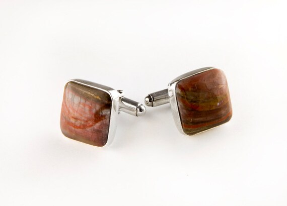 Fossilized Dinosaur Bone Cufflinks: Handmade Ster… - image 4