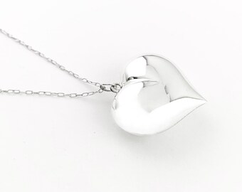 Colgante de corazón hinchado de plata de ley: Charm 3D (24 x 24 mm)