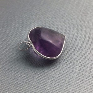 Large Amethyst Heart Pendant in Sterling Silver, Purple Heart February Birthstone Pendant, Rich Lavender Purple Amethyst image 1