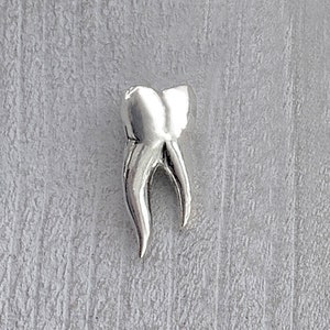 Tooth Sterling Silver Tack, Tooth Tie Tack, Silver Tooth Pin, Molar Pin, Silver Lapel Pin, Tooth Tack in Sterling Silver, Dental Jewelry
