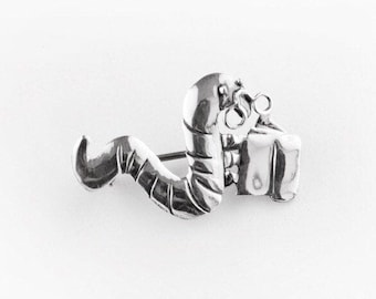 Book Worm Sterling Silver Brooch