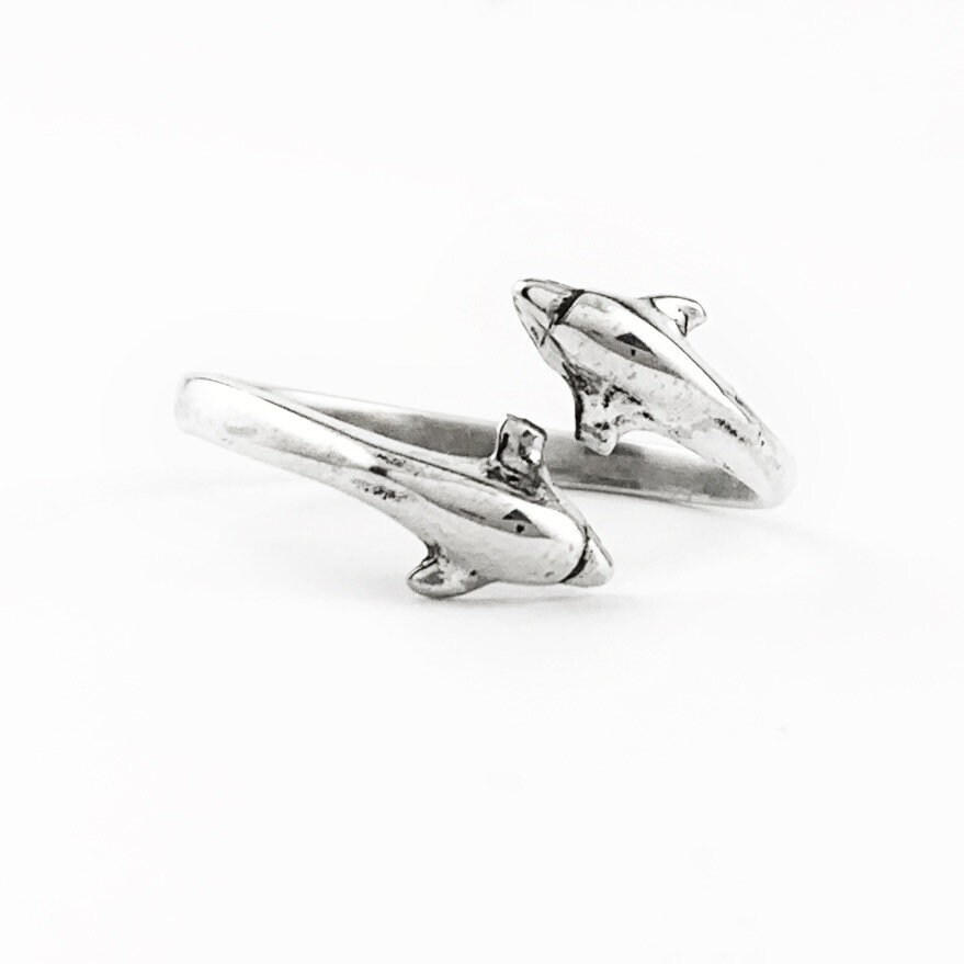 Sea Shell and Dolphin Tail Adjustable Spoon Ring for Ladies in Sterling Silver 925 - UK