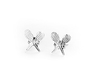 Tennis Racket Sterling Silver Post Earrings