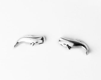 Beluga Whale Sterling Silver Post Earrings