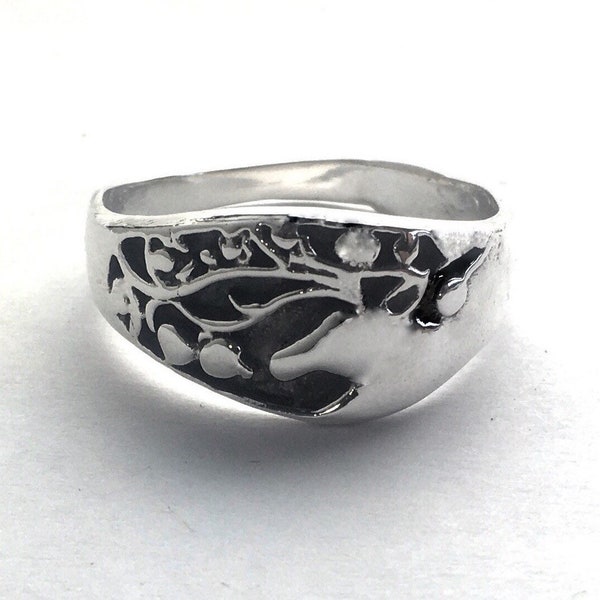 Scythian Stag Sterling Silver Ring, Scythian Deer Ring in Sterling Silver, Stag Spirit Animal Ring, Vintage Style Silver Ring, Size 5 - 12