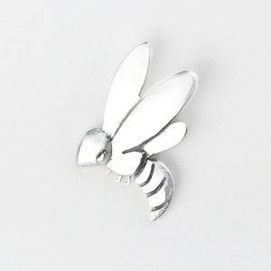 Honeybee Sterling Silver Tac, Silver Tie Tack, Bumblebee Lapel Pin, Small Bee Brooch