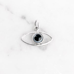 Silver Evil Eye Charm with Eye Agate, Evil Eye Pendant in Sterling Silver, Eye Agate, Evil Eye Sterling Silver Charm, Evil Eye Talisman