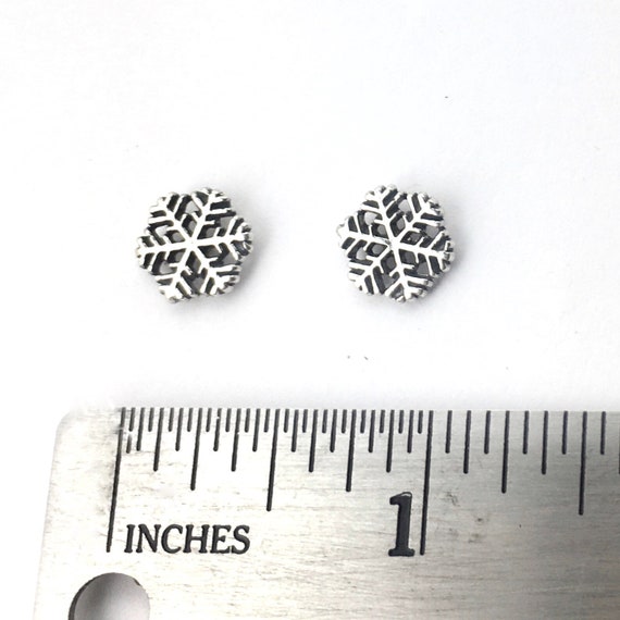 Small Snowflake Sterling Silver Post Earrings - image 6