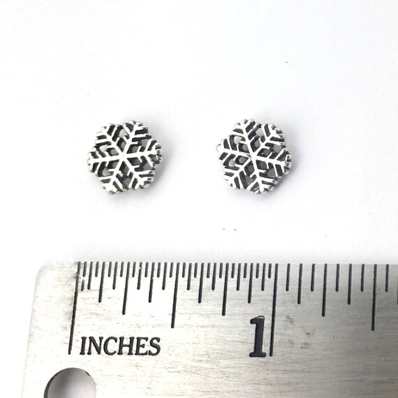Small Snowflake Sterling Silver Post Earrings - image 6