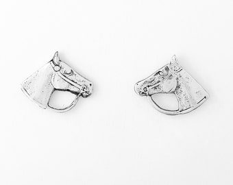 Horsehead Stud Sterling Silver Earrings, Equestrian Sterling Silver Post Earrings, Horse Stud Earrings in Sterling Silver