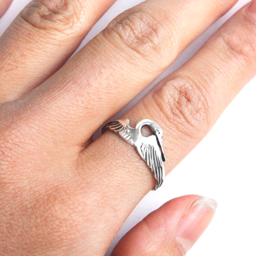 アールヌーボー ヘロン スターリングシルバー リング：ヴィンテージ