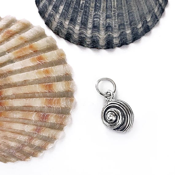 Tiny Spiral Seashell Sterling Silver Charm: 3D Mo… - image 5
