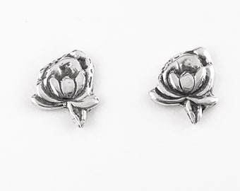 Tiny Lotus Flower Stud Earrings in Sterling Silver, Little Lotus Earrings, Water Lily Flower Post Earrings, Tiny Silver Stud Earrings