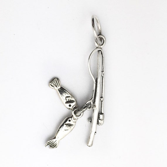 Fishing Pole Sterling Silver Charm View 3