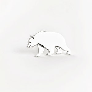 Sterling Silver Bear Tie Tac, Grizzly Bear Sterling Silver Tie Pin, Sterling Silver Bear Pin, Silver Bear Lapel Pin