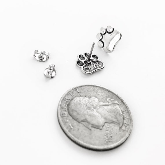 Small Paw Prints Sterling Silver Post Earrings, P… - image 4