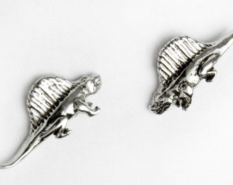 Small Dimetrodon Sterling Silver Stud Post Earrings