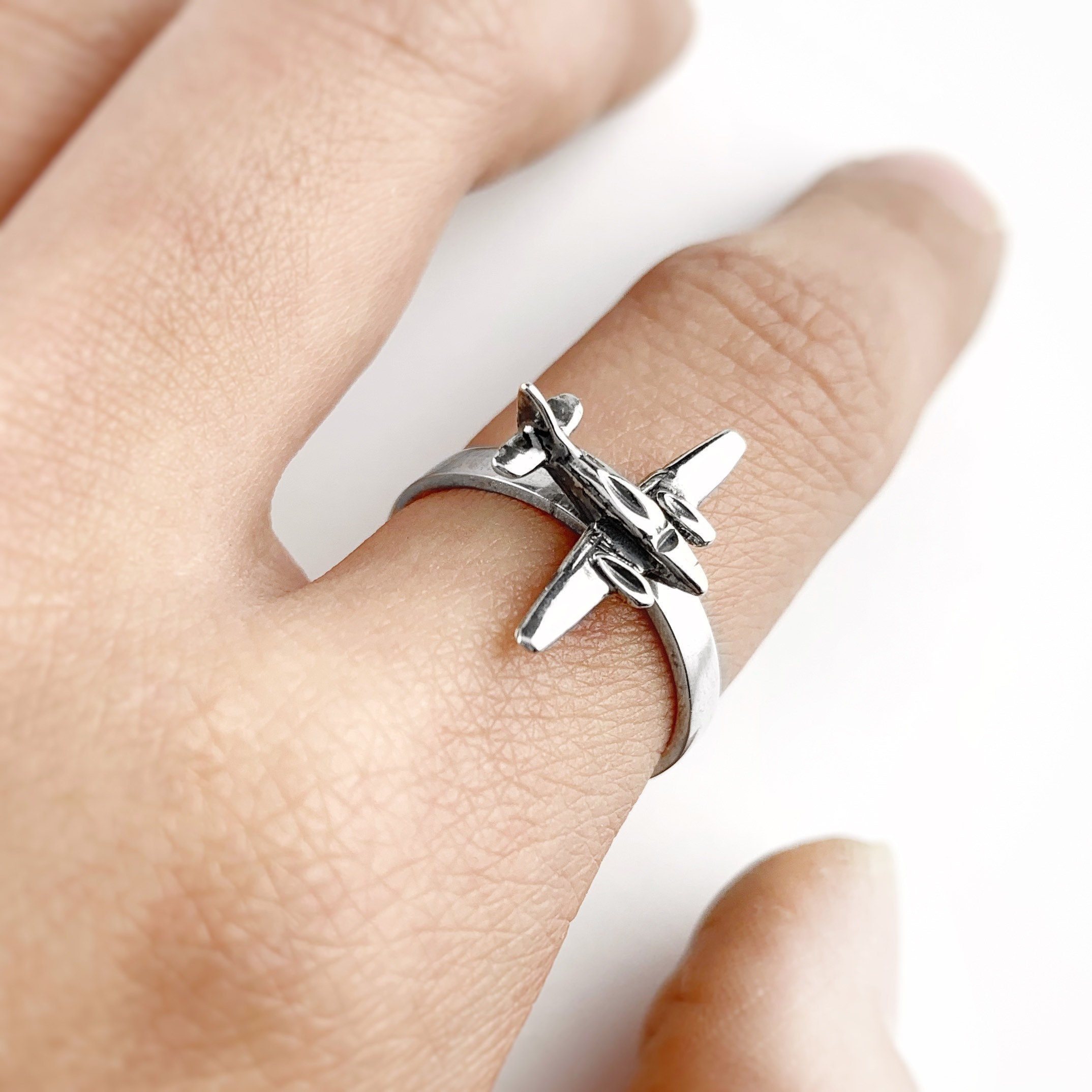 Sterling Silver Airplane Spinner Ring: Movable Plane Band - Etsy