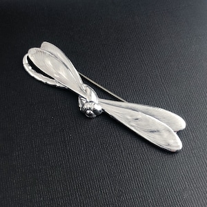 Large Sterling Silver Dragonfly Brooch: Vintage Style Pin