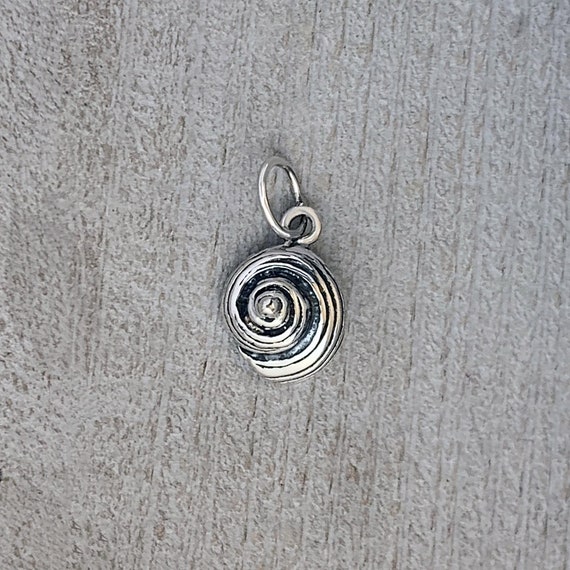 Tiny Spiral Seashell Sterling Silver Charm: 3D Mo… - image 1