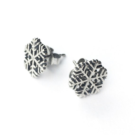 Small Snowflake Sterling Silver Post Earrings - image 5