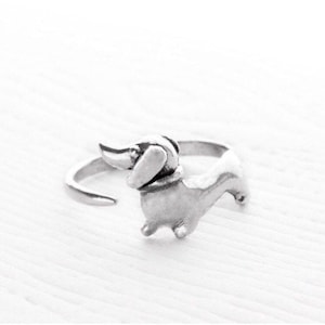 Cute Adjustable Dachshund Hound Dog Sterling Silver Ring, Adjustable Ring, Wiener Dog Ring, Sterling Silver Ring, Dog Lovers Jewelry