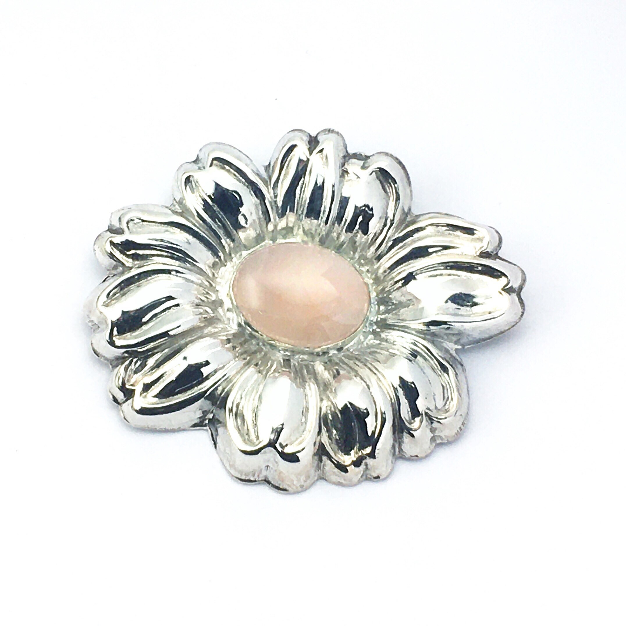 シャスタデイジーローズクォーツブローチ（スターリングシルバー