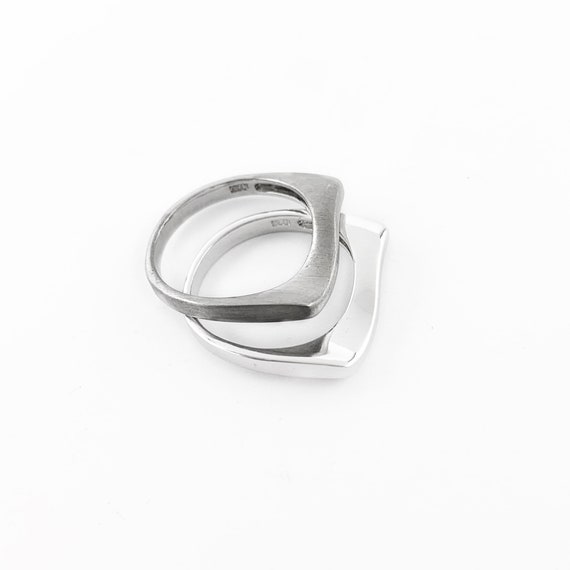 Brushed Wave Ring Set of Two in Sterling Silver Brushed Wave Ring Set of Two in Sterling Silver