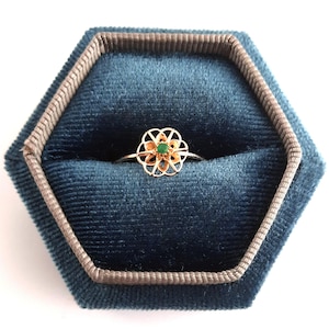 Antique Victorian Emerald Gold Ring, Mandala Pattern Gold Ring, Antique Conversion Ring, Natural Emerald Ring, Antique 10k Gold Ring