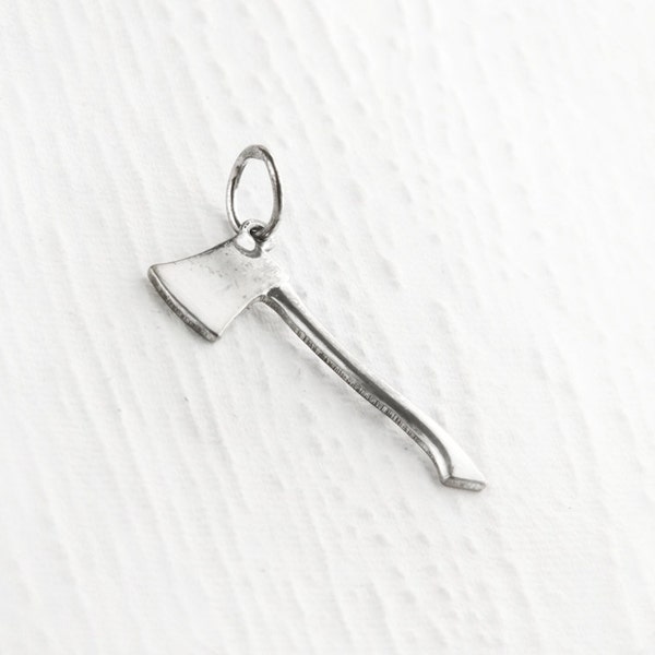 Axe Sterling Silver Charm, Tiny Ax Pendant, Silver Hand Tool