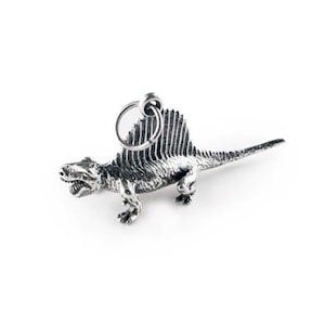 Spine Back Dinosaur Charm in Sterling Silver, Dimetrodon Dinosaur Sterling Silver Charm, Sterling Silver Dinosaur Charm, Paleontology