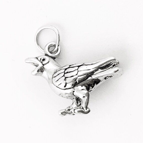 Sterling Silver Crow Charm Pendant, Raven Charm i… - image 4
